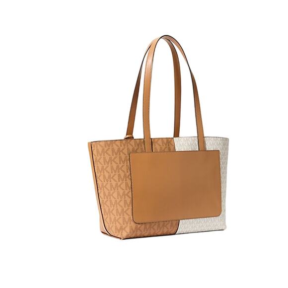 Michael Kors Jet Set Medium Two-Tone Logo Tote Bag Color Deer multi/vanilla - Picture 2 of 7